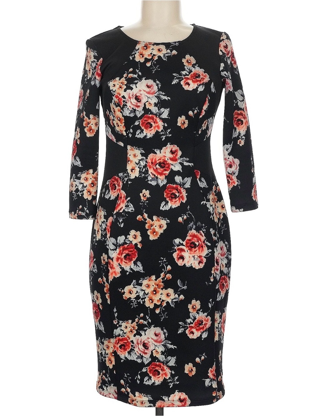 Joanna Baraschi Black Floral Sheath Dress | Size 8